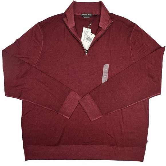 New Michael Kors Men Burgundy Sweatshirt Turtleneck Long Sleeve Sweater US XXL - Picture 4 of 10